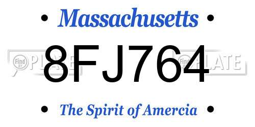 8FJ764 Massachusetts License Plate