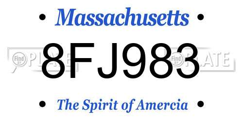 8FJ983 Massachusetts License Plate