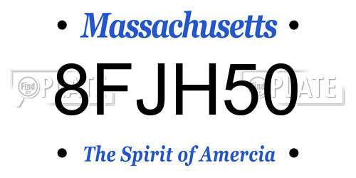 8FJH50 Massachusetts License Plate