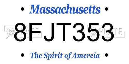 8FJT353 Massachusetts License Plate