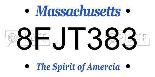 8FJT383 Massachusetts License Plate