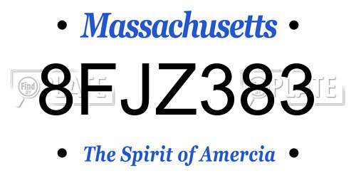 8FJZ383 Massachusetts License Plate