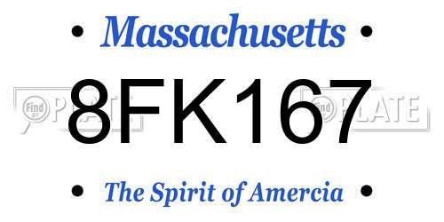 8FK167 Massachusetts License Plate