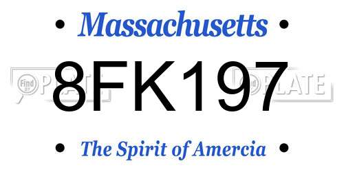 8FK197 Massachusetts License Plate