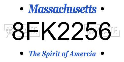 8FK2256 Massachusetts License Plate