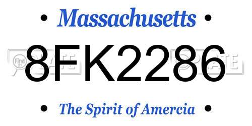 8FK2286 Massachusetts License Plate