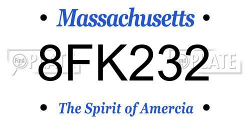 8FK232 Massachusetts License Plate