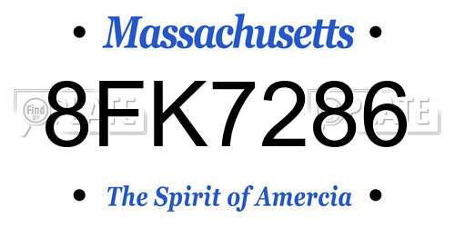 8FK7286 Massachusetts License Plate
