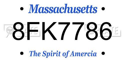 8FK7786 Massachusetts License Plate