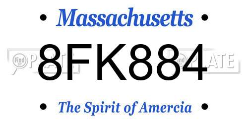 8FK884 Massachusetts License Plate