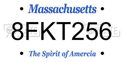 8FKT256 Massachusetts License Plate