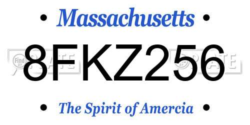 8FKZ256 Massachusetts License Plate