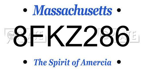8FKZ286 Massachusetts License Plate