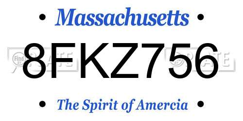 8FKZ756 Massachusetts License Plate