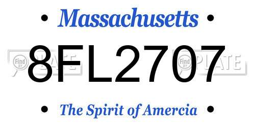 8FL2707 Massachusetts License Plate