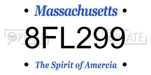 8FL299 Massachusetts License Plate