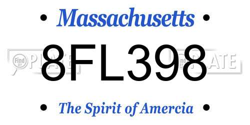8FL398 Massachusetts License Plate