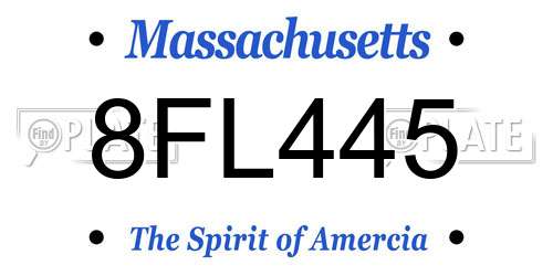 8FL445 Massachusetts License Plate