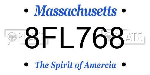 8FL768 Massachusetts License Plate