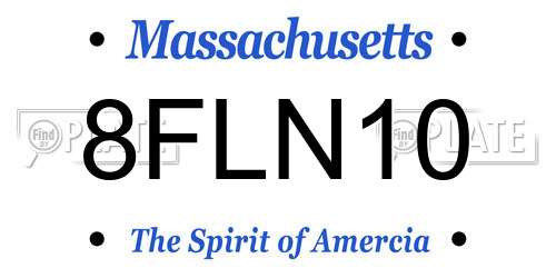 8FLN10 Massachusetts License Plate