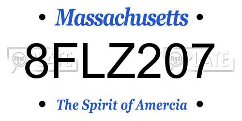 8FLZ207 Massachusetts License Plate