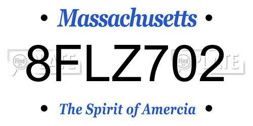 8FLZ702 Massachusetts License Plate