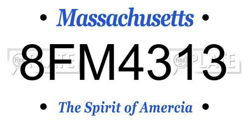 8FM4313 Massachusetts License Plate