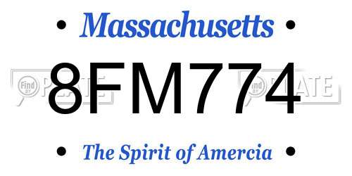 8FM774 Massachusetts License Plate