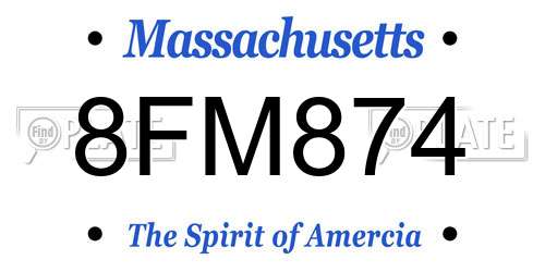8FM874 Massachusetts License Plate