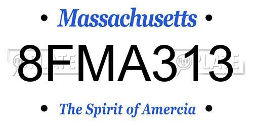 8FMA313 Massachusetts License Plate
