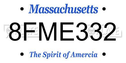 8FME332 Massachusetts License Plate