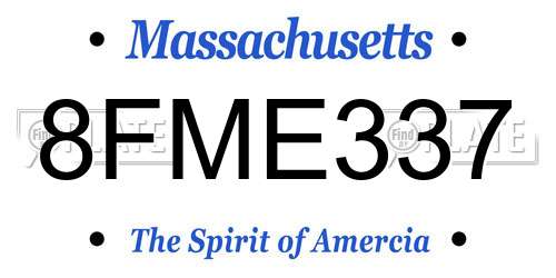 8FME337 Massachusetts License Plate