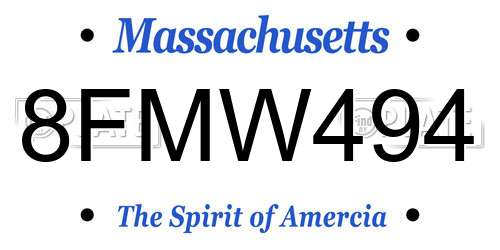 8FMW494 Massachusetts License Plate