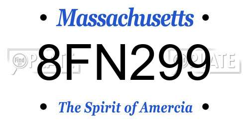 8FN299 Massachusetts License Plate