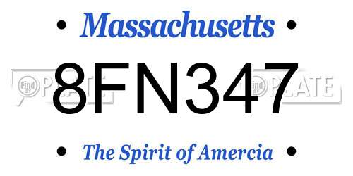 8FN347 Massachusetts License Plate