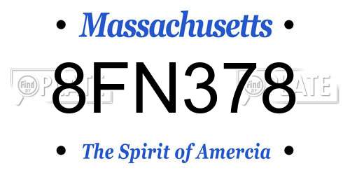 8FN378 Massachusetts License Plate
