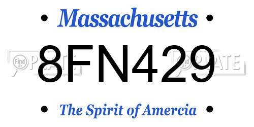 8FN429 Massachusetts License Plate