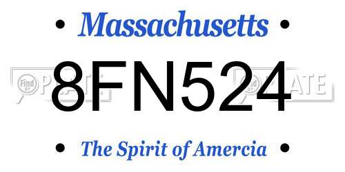 8FN524 Massachusetts License Plate