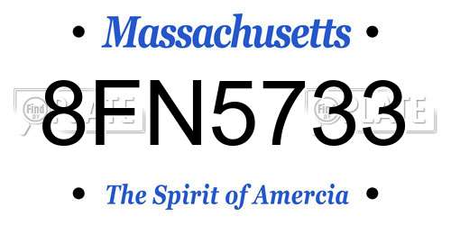 8FN5733 Massachusetts License Plate