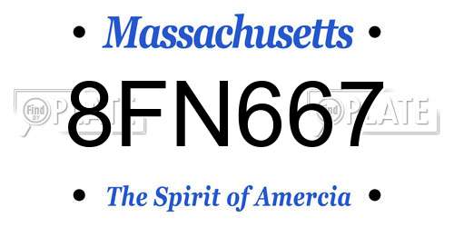 8FN667 Massachusetts License Plate