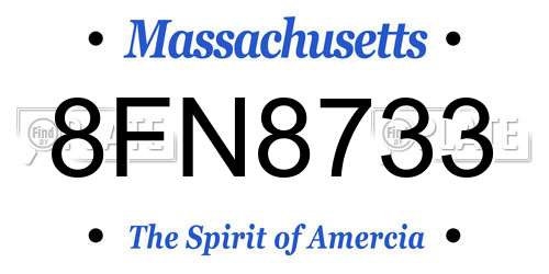 8FN8733 Massachusetts License Plate