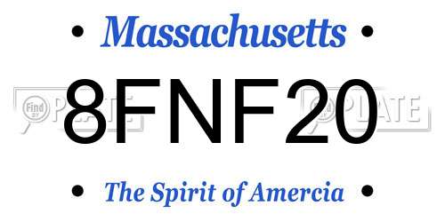 8FNF20 Massachusetts License Plate