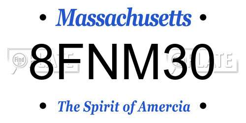 8FNM30 Massachusetts License Plate