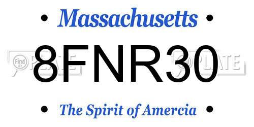 8FNR30 Massachusetts License Plate