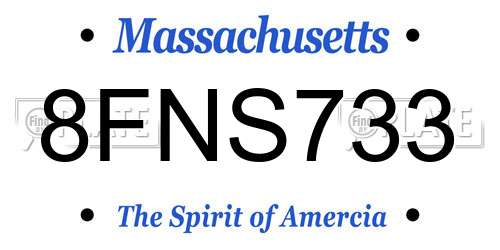 8FNS733 Massachusetts License Plate