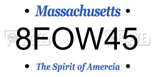 8FOW45 Massachusetts License Plate