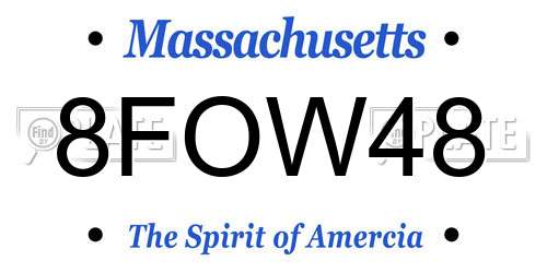 8FOW48 Massachusetts License Plate