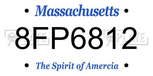 8FP6812 Massachusetts License Plate