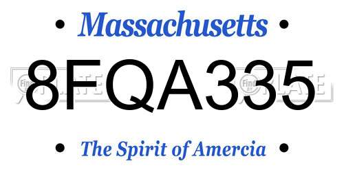 8FQA335 Massachusetts License Plate