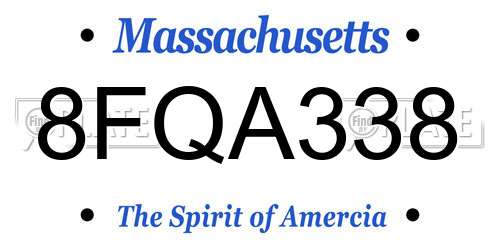 8FQA338 Massachusetts License Plate